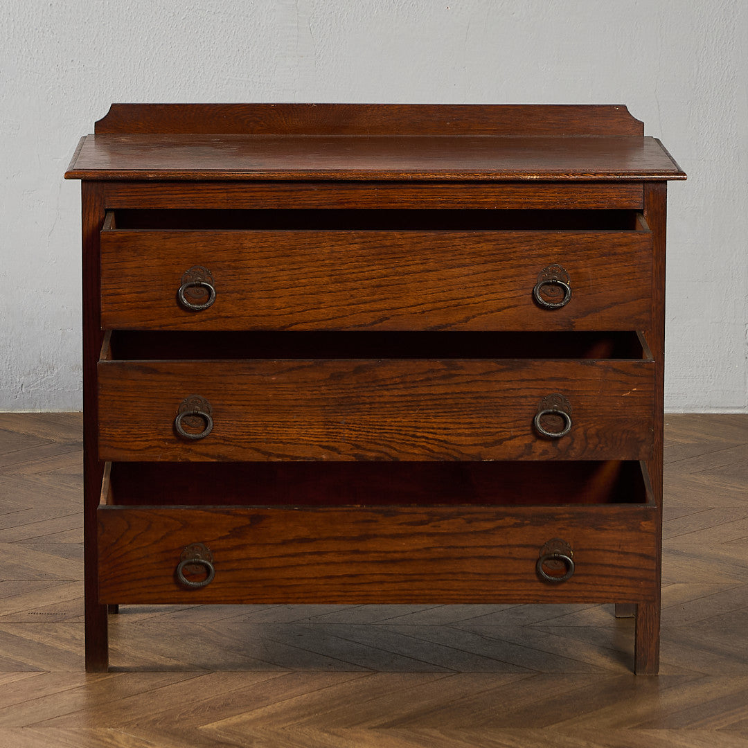 英国 クラシック オーク材 3段チェスト