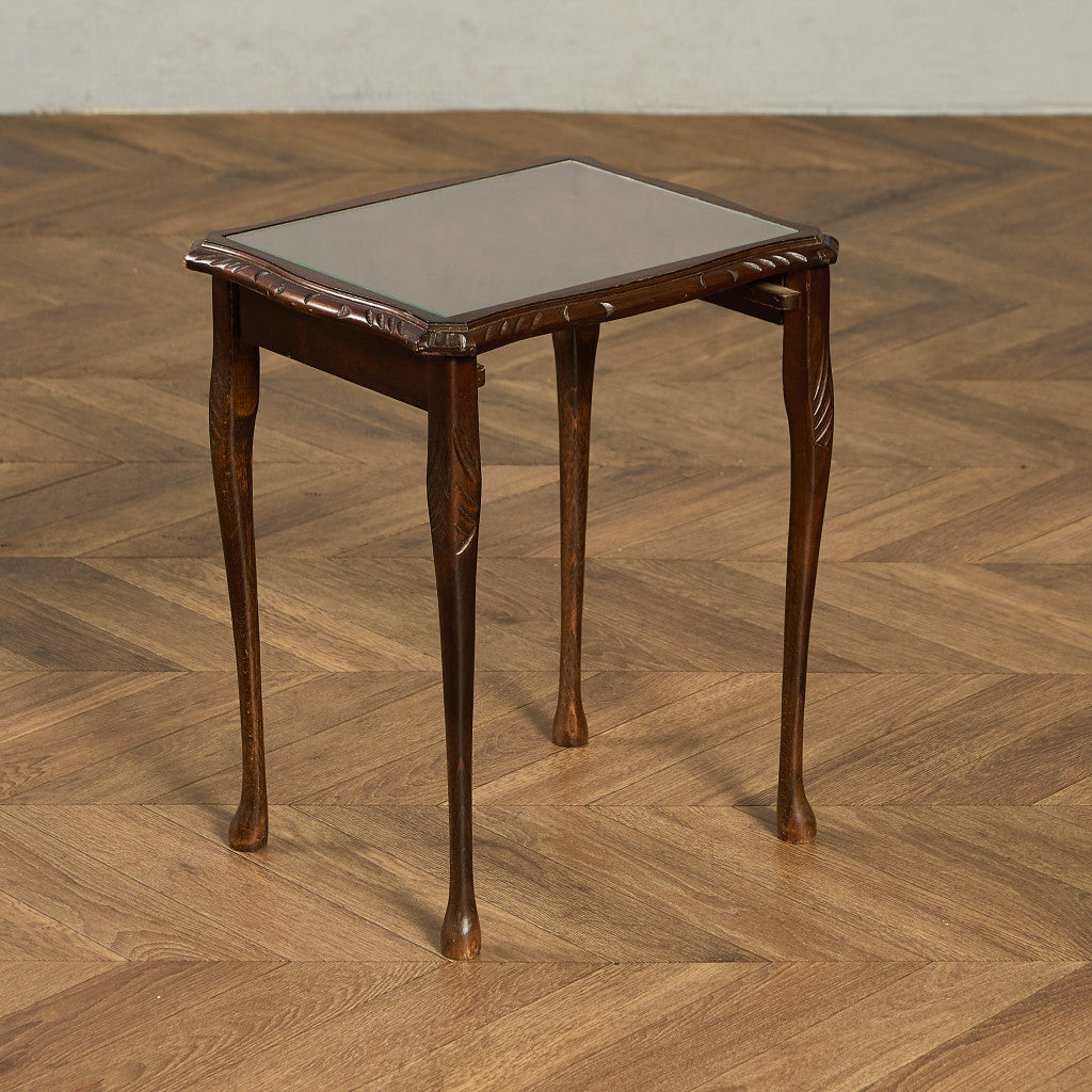 英国 クラシック ガラストップ ネストテーブル