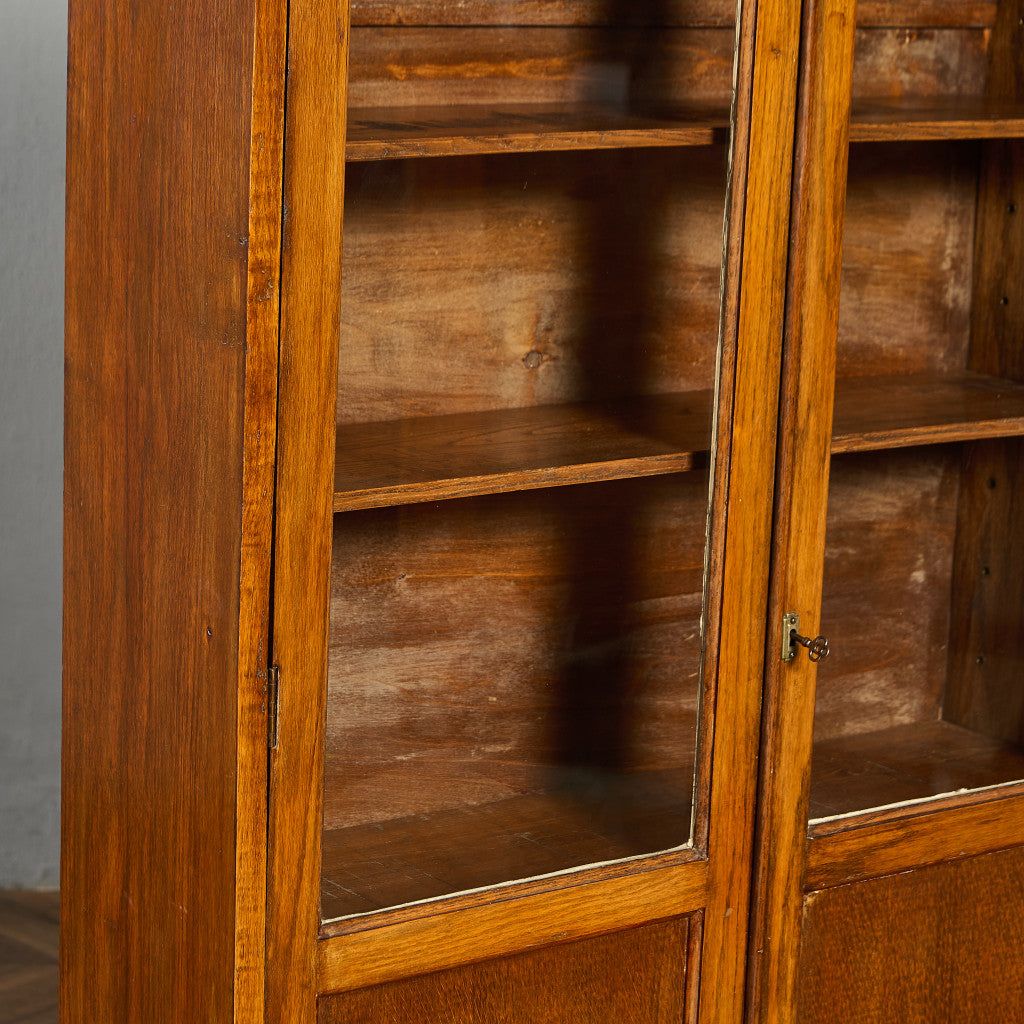 英国 クラシック オーク材 ブックケース 食器棚