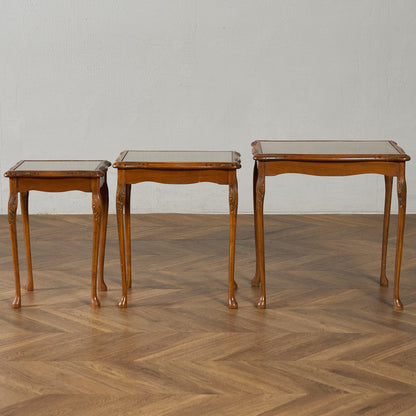 英国 クラシック ガラストップ ネストテーブル #95562