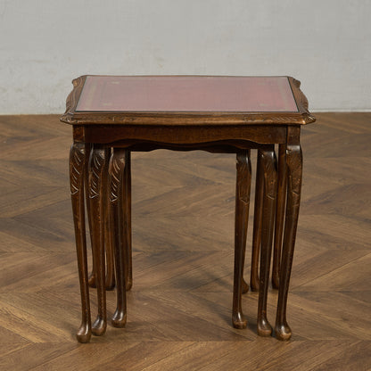 英国 クラシック ガラストップ ネストテーブル