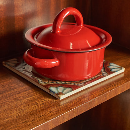 TILE POT STAND / BROWN