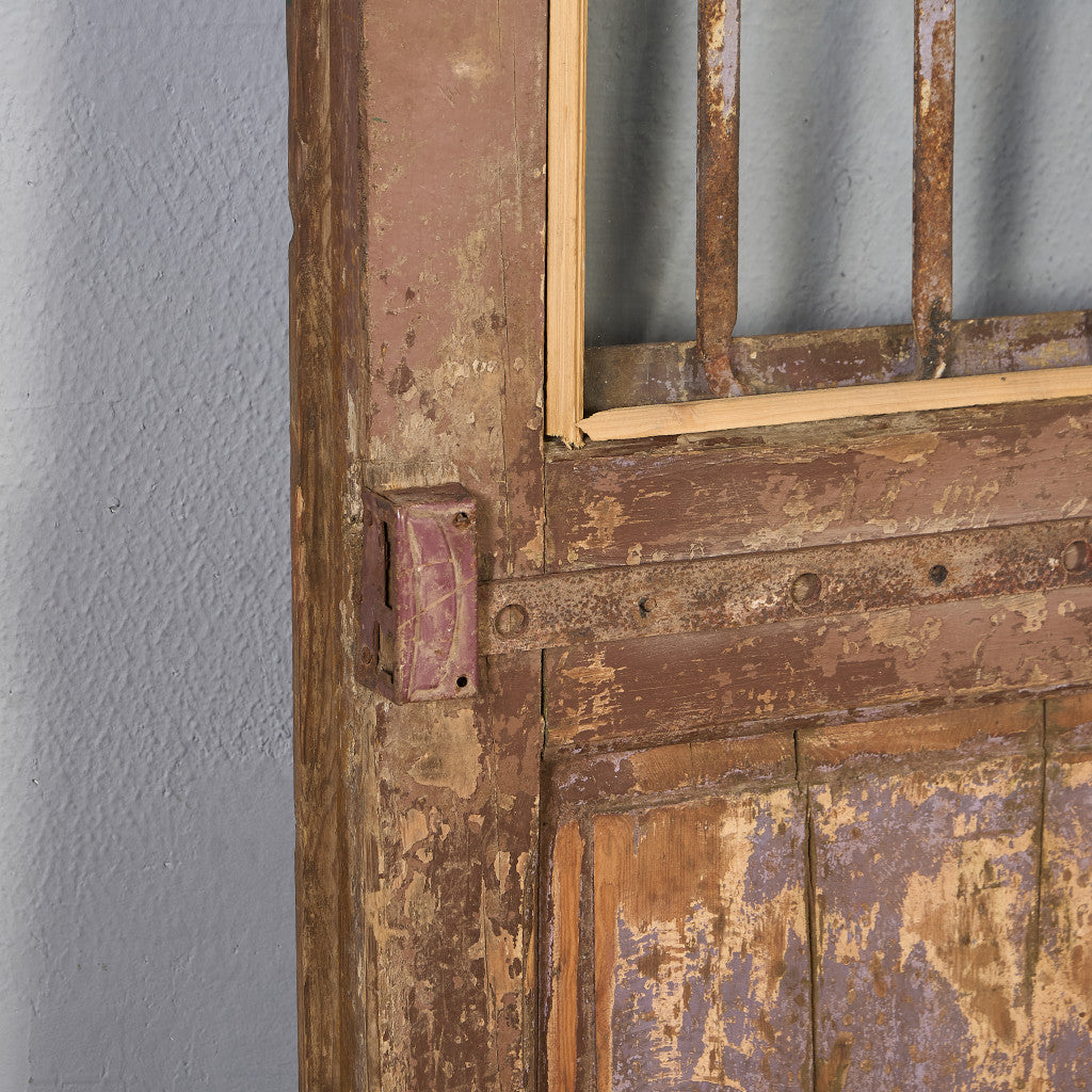 英国 アンティーク 両開き 鉄格子 ウッド ドア 2点セット