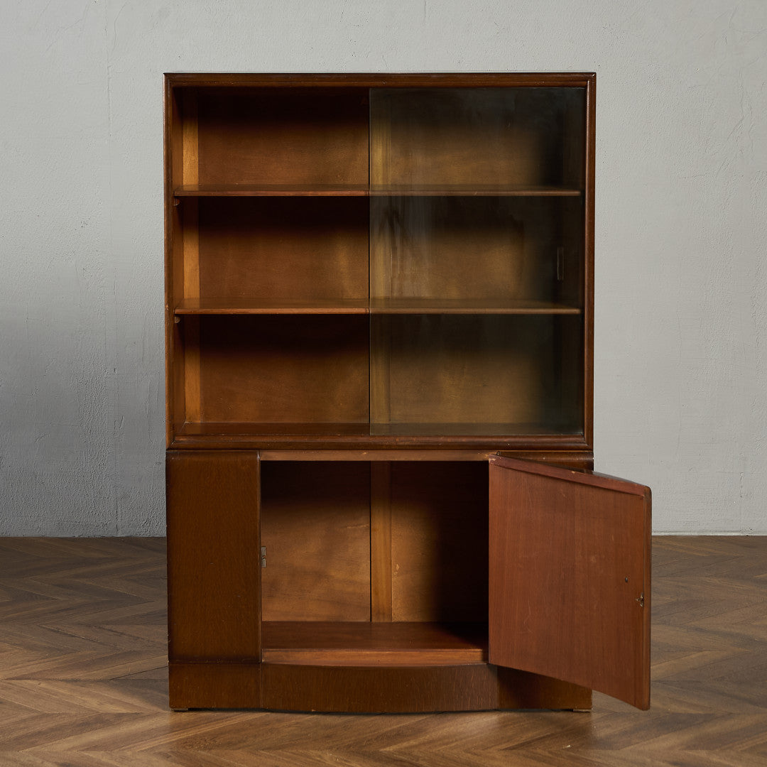 英国 クラシック ガラス ブックケース 食器棚