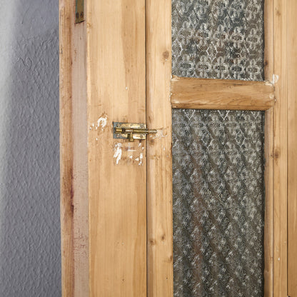 英国 アンティーク 両開き 鉄格子 ウッド ドア 2点セット