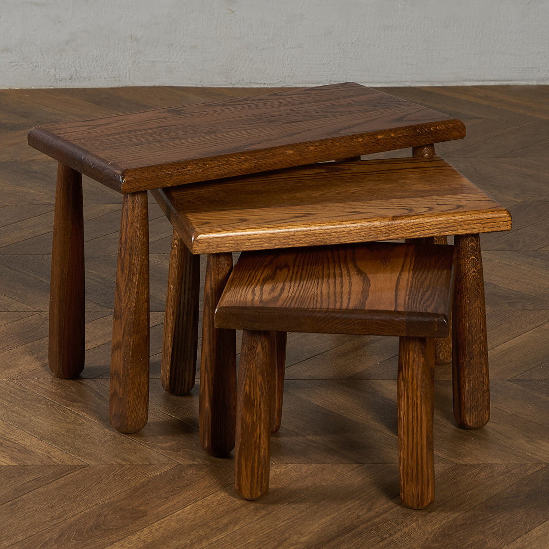 オランダ製 オーク無垢材 ネストテーブル