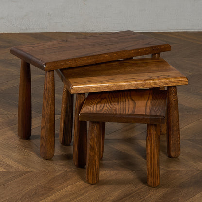 オランダ製 オーク無垢材 ネストテーブル