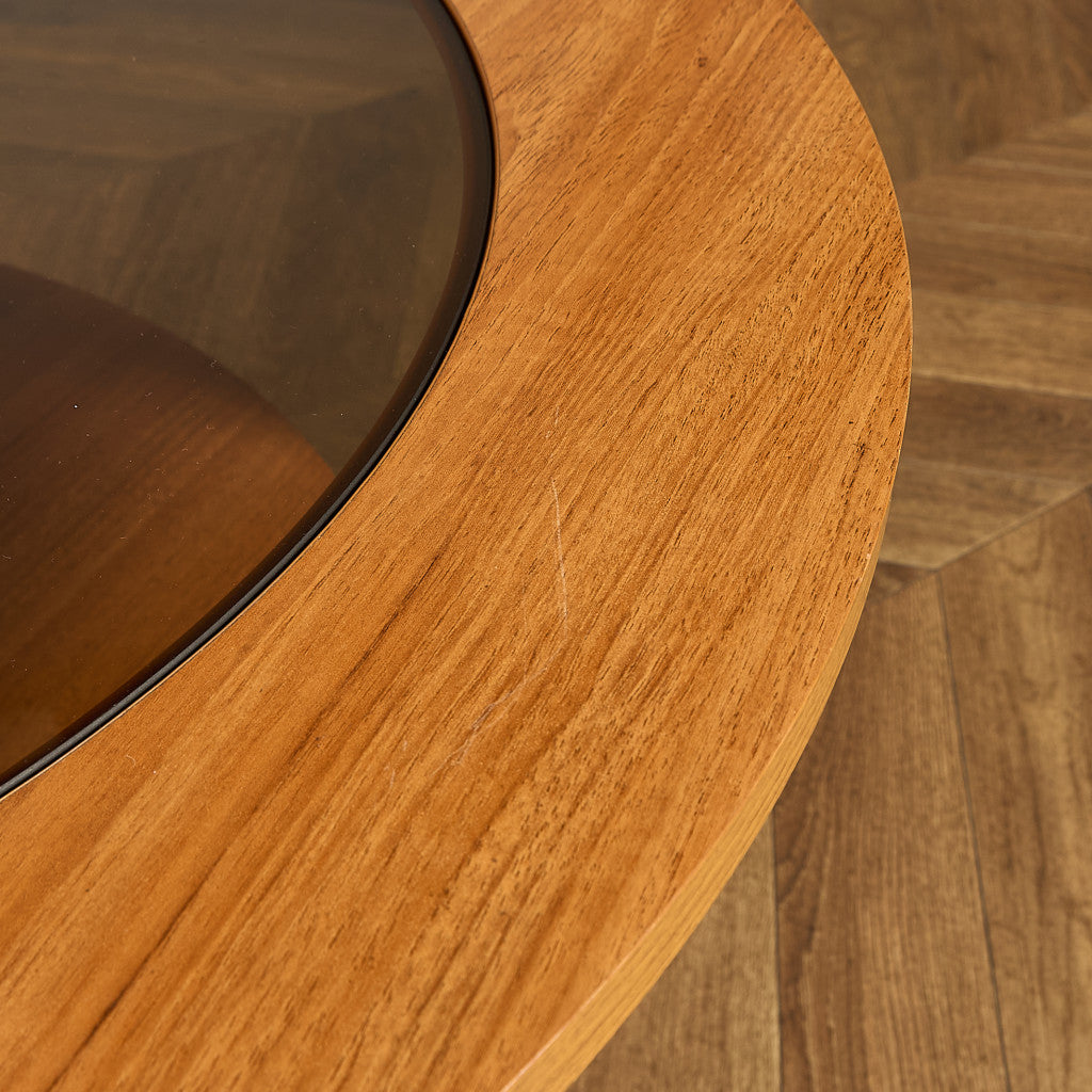 ヴィンテージ スモーク ガラストップ コーヒーテーブル センターテーブル