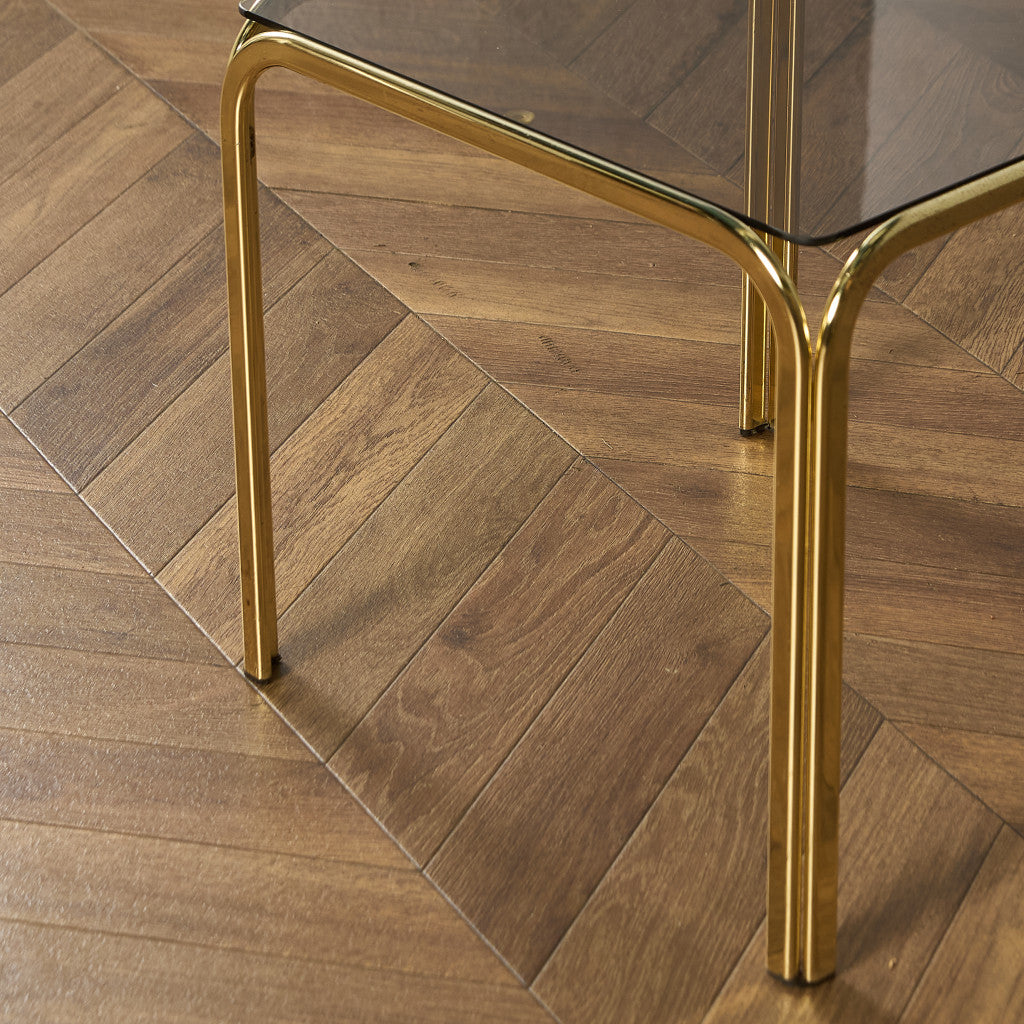 イギリス ヴィンテージ スモーク ガラストップ ネストテーブル #97788