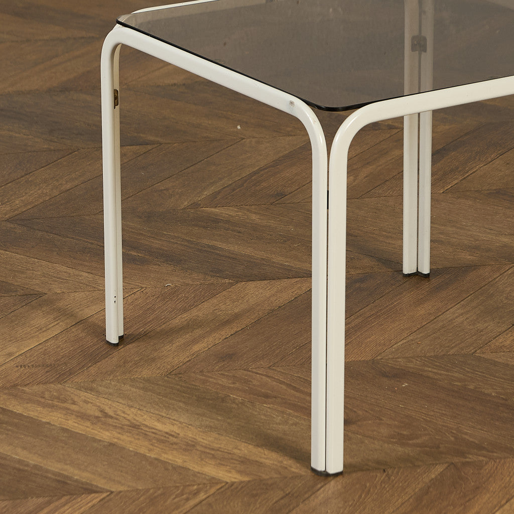 イギリス ヴィンテージ スモークガラストップ ネストテーブル #97789