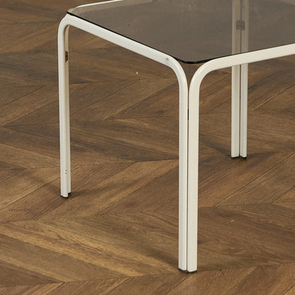 イギリス ヴィンテージ スモークガラストップ ネストテーブル #97789