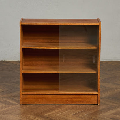 英国 ヴィンテージ ナロー ガラス ブックケース 食器棚