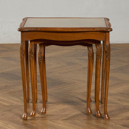 英国 クラシック ガラストップ ネストテーブル #95562