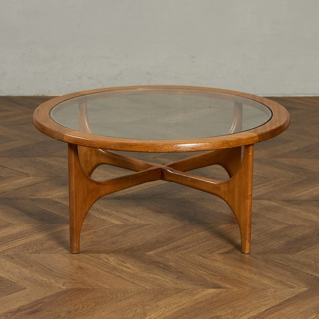 ガラストップ ラウンドコーヒーテーブル