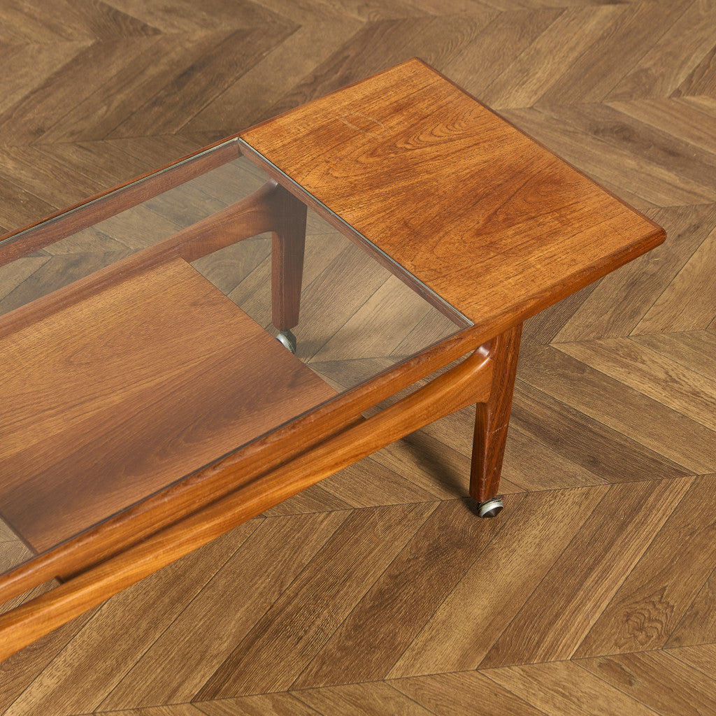 ロングジョン ヴィンテージ ガラストップ コーヒーテーブル