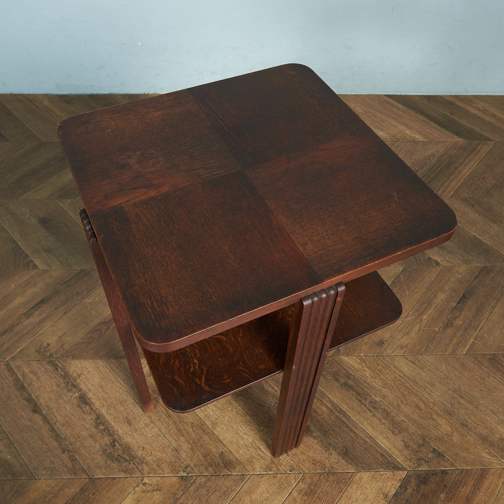 英国ヴィンテージ パーケットトップ サイドテーブル