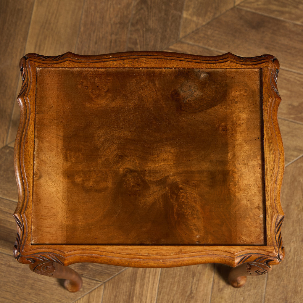 英国 クラシック ガラストップ ネストテーブル