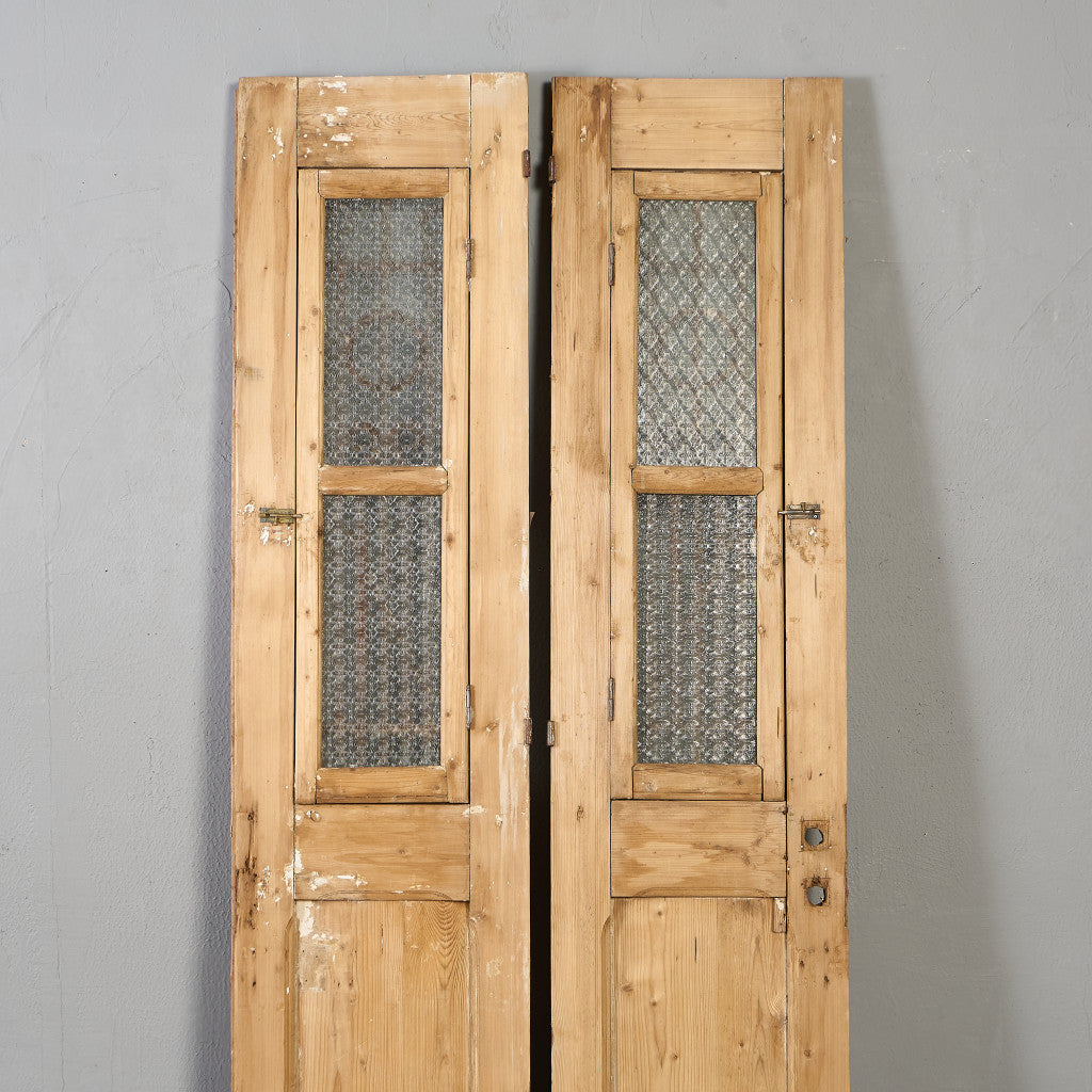 英国 アンティーク 両開き 鉄格子 ウッド ドア 2点セット