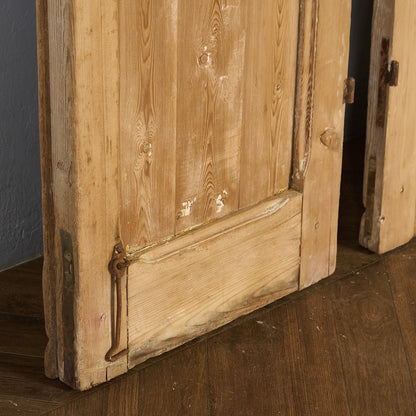 英国 アンティーク 両開き 鉄格子 ウッド ドア 2点セット