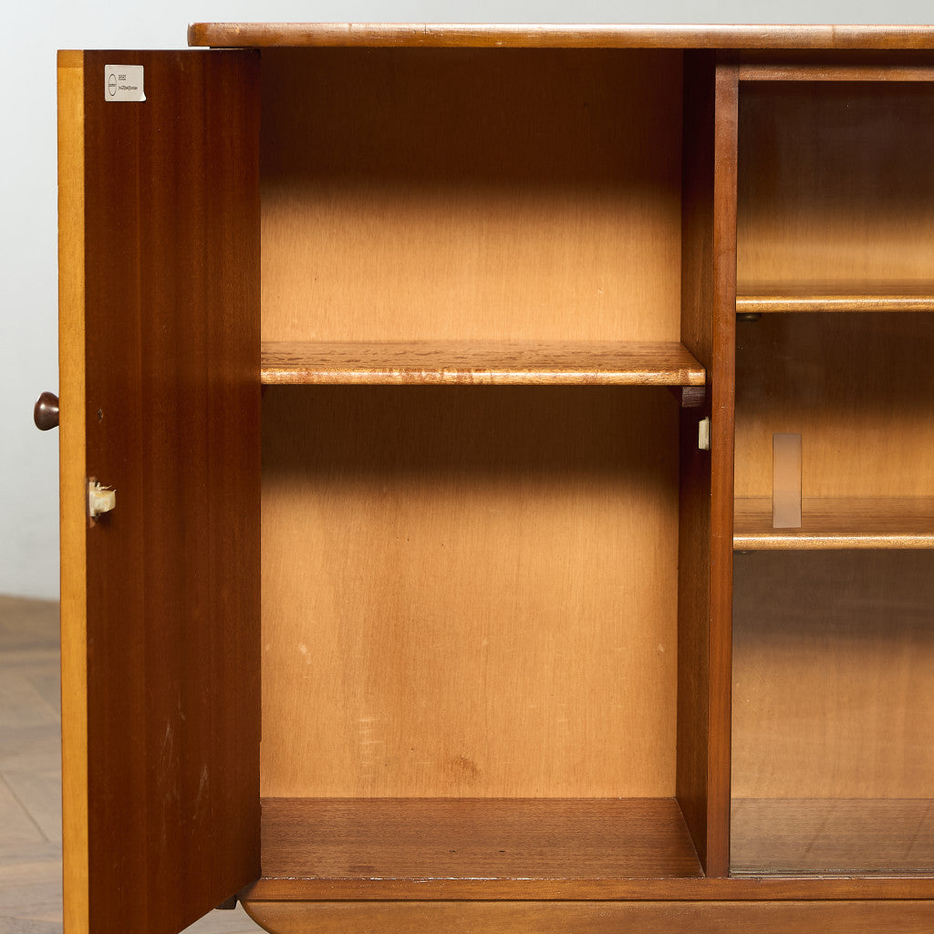 英国 ヴィンテージ ナロー ガラス ブックケース