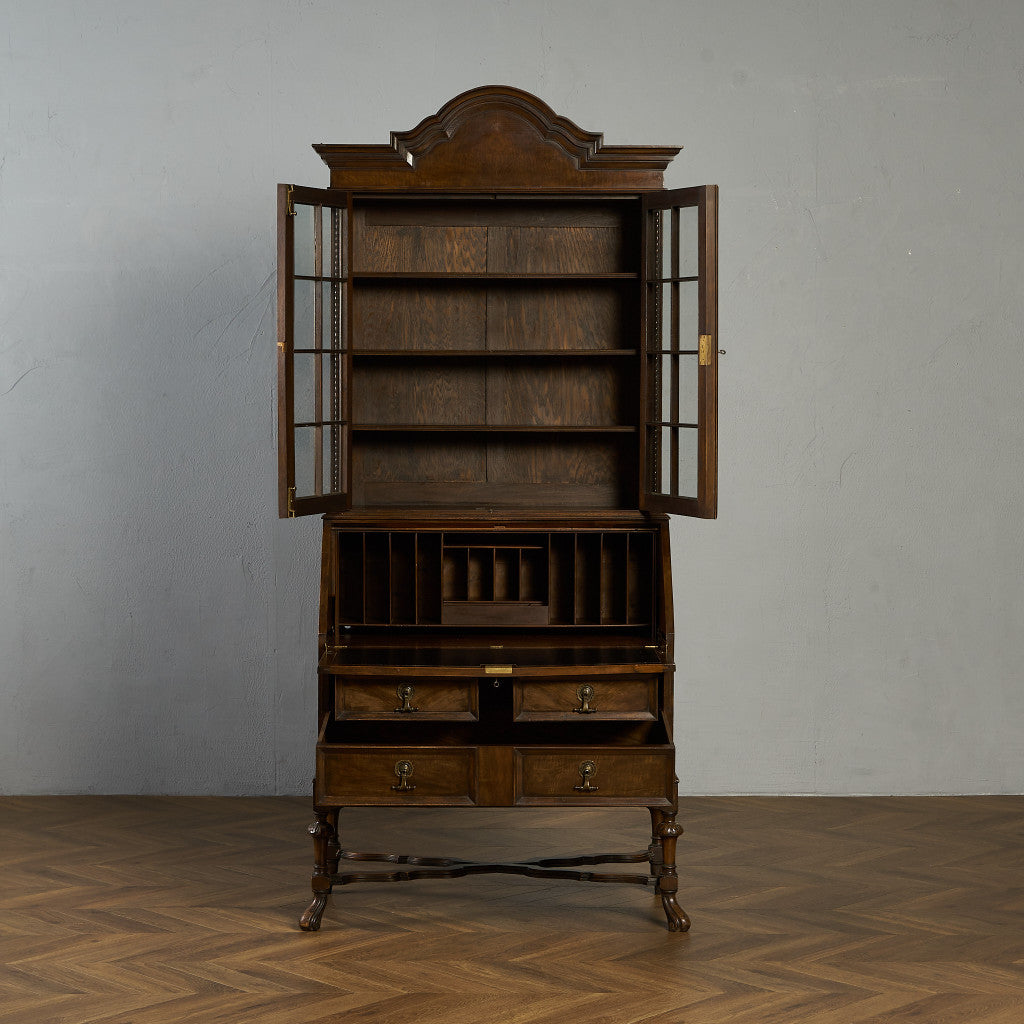 英国 アンティーク ビューロー ブックケース