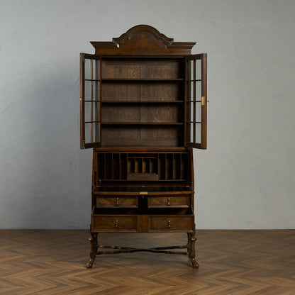 英国 アンティーク ビューロー ブックケース