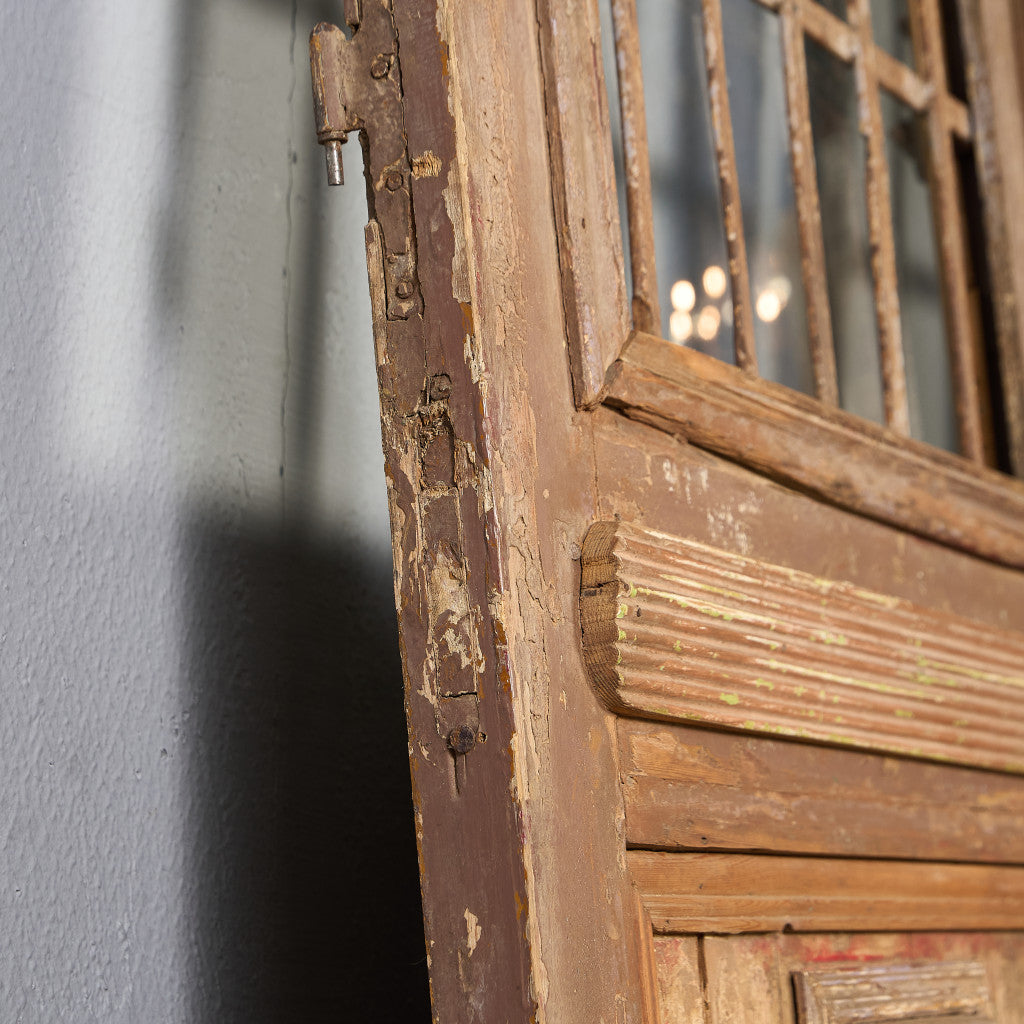 英国 アンティーク 両開き 鉄格子 ウッド ドア 2点セット