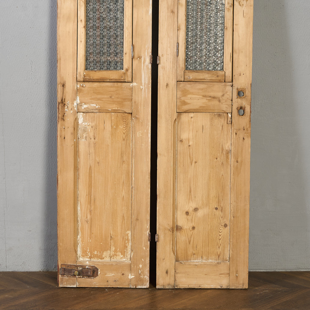 英国 アンティーク 両開き 鉄格子 ウッド ドア 2点セット