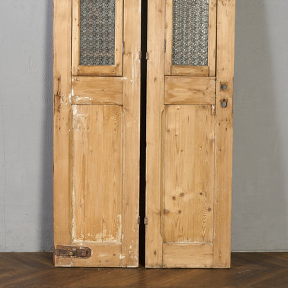 英国 アンティーク 両開き 鉄格子 ウッド ドア 2点セット