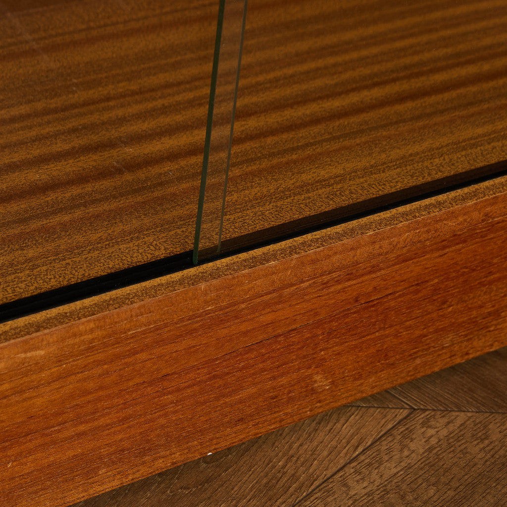 英国 ヴィンテージ ナロー ガラス ブックケース 食器棚