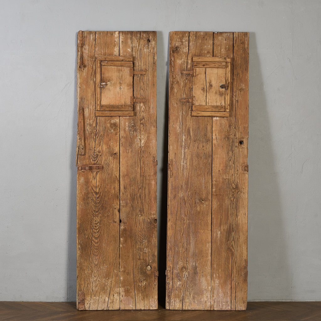 英国 アンティーク 両開き 鉄格子 ウッド ドア 2点セット