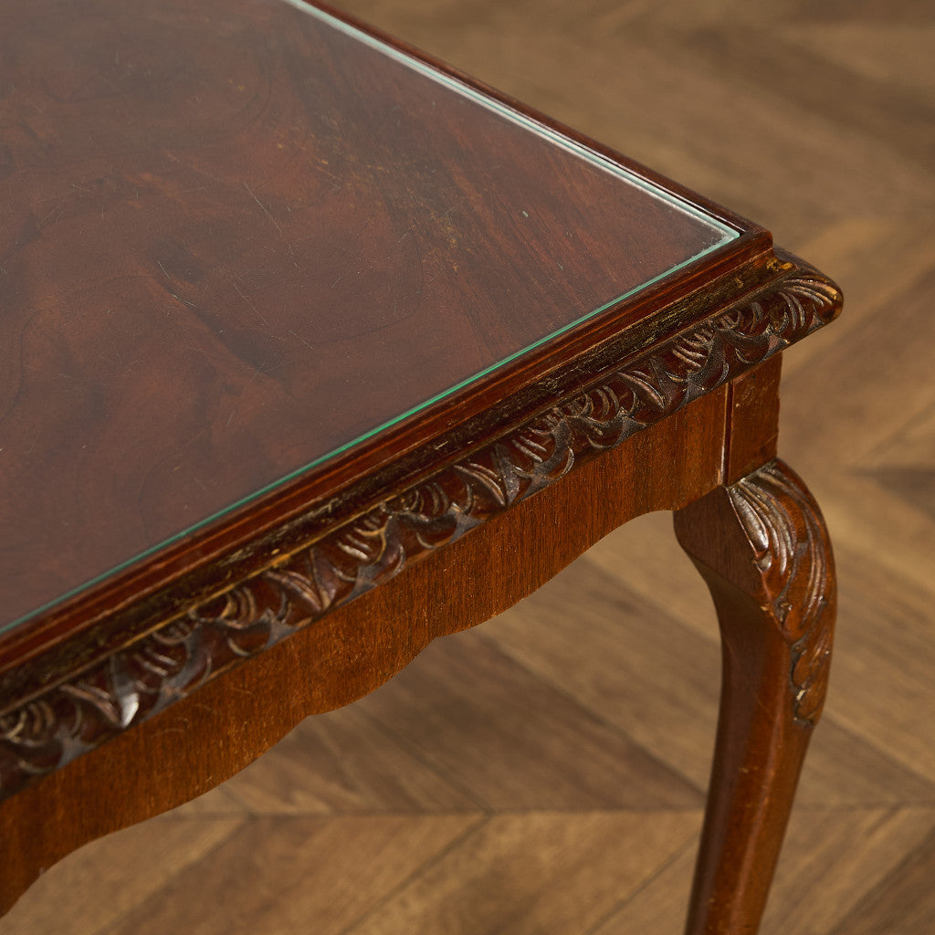 英国 クラシック ガラストップ ネストテーブル