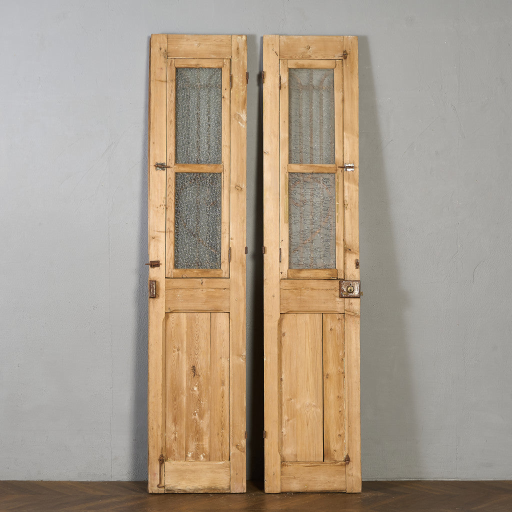 英国 アンティーク 両開き 鉄格子 ウッド ドア 2点セット