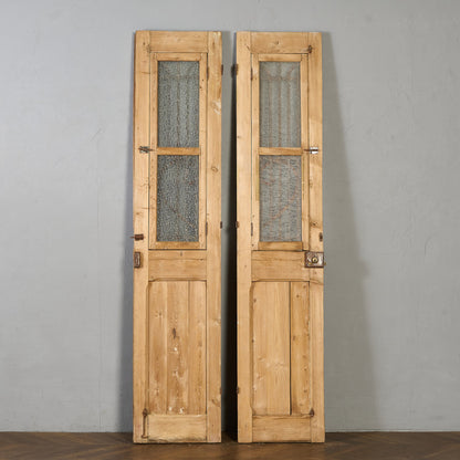 英国 アンティーク 両開き 鉄格子 ウッド ドア 2点セット