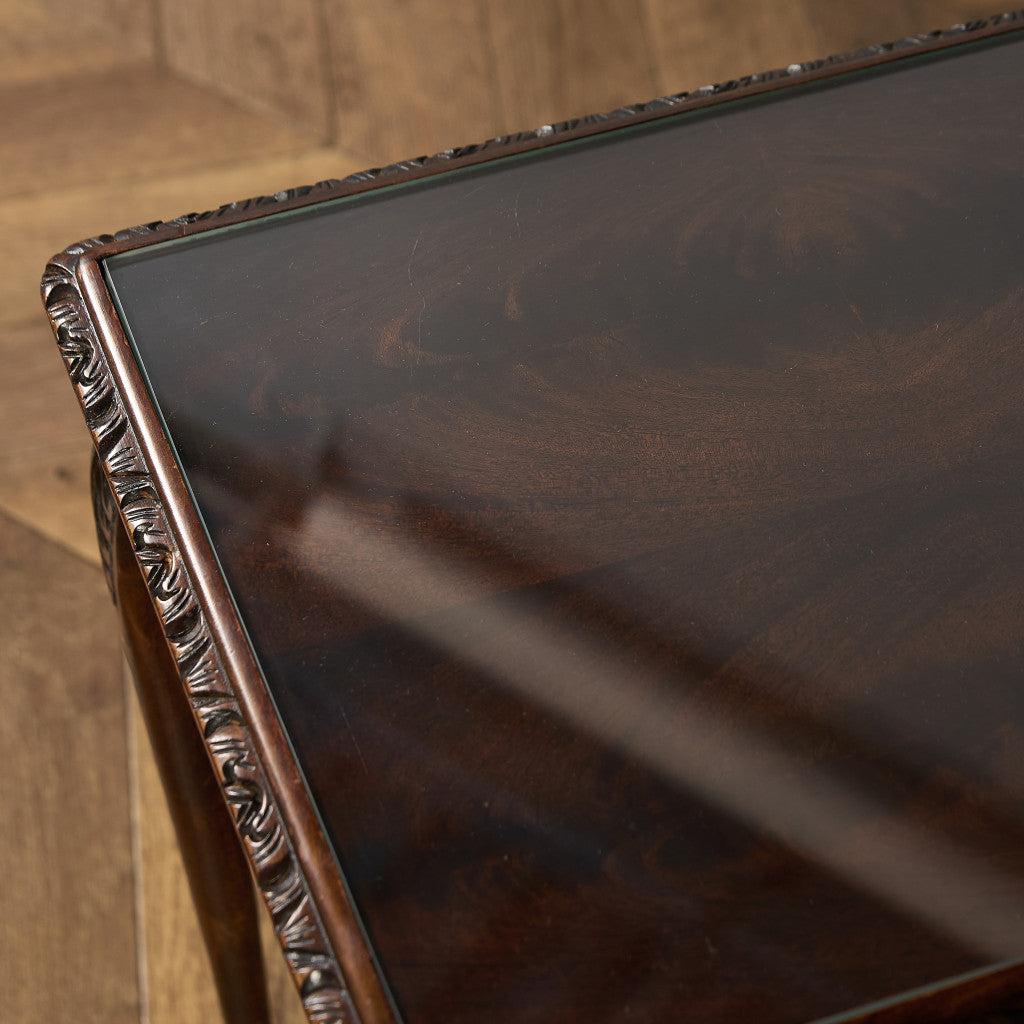 英国 クラシック ガラストップ ネストテーブル