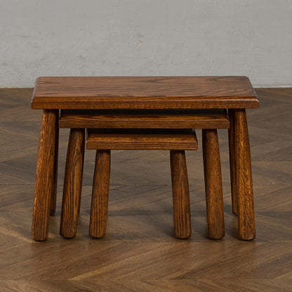 オランダ製 オーク無垢材 ネストテーブル