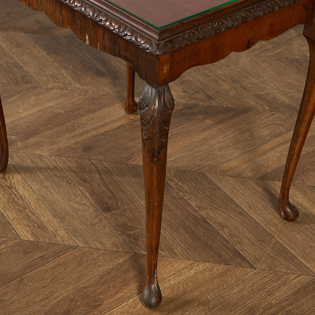 英国 クラシック ガラストップ ネストテーブル