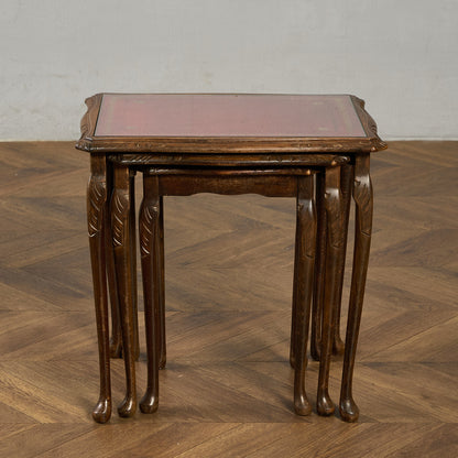 英国 クラシック ガラストップ ネストテーブル