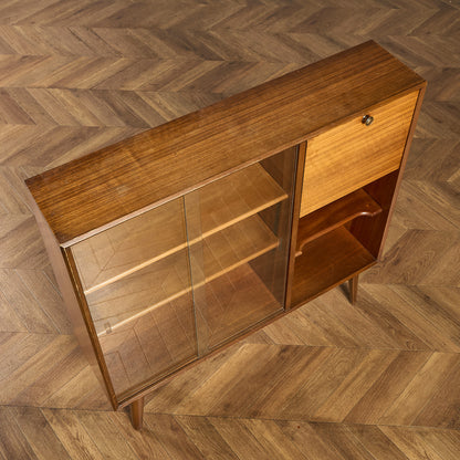 ヴィンテージ ナロー ガラスキャビネット ブックケース