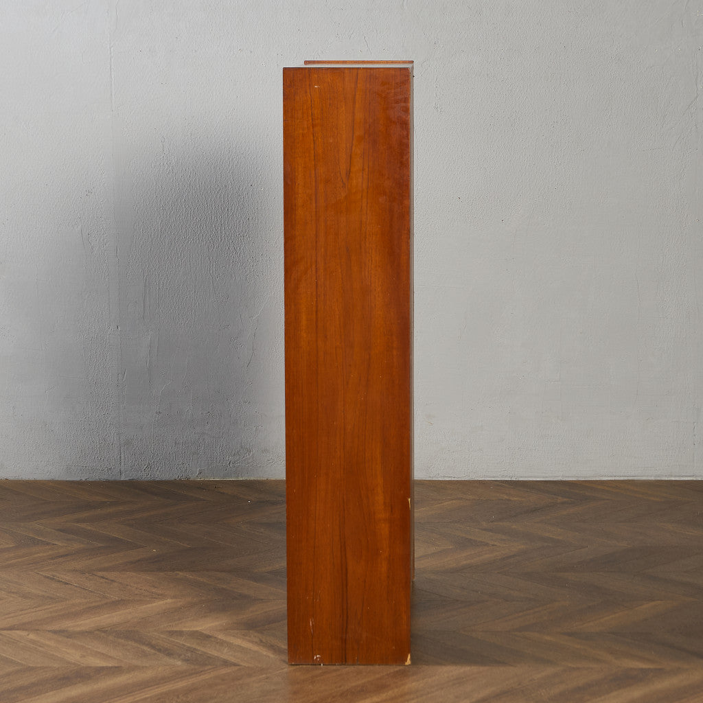 英国 ヴィンテージ ナロー ガラス ブックケース 食器棚