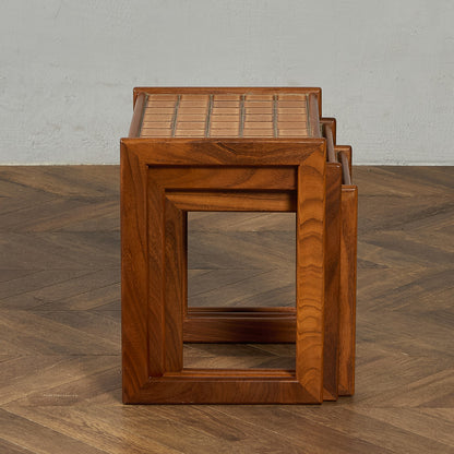 英国 ヴィンテージ タイルトップ ネストテーブル #91883