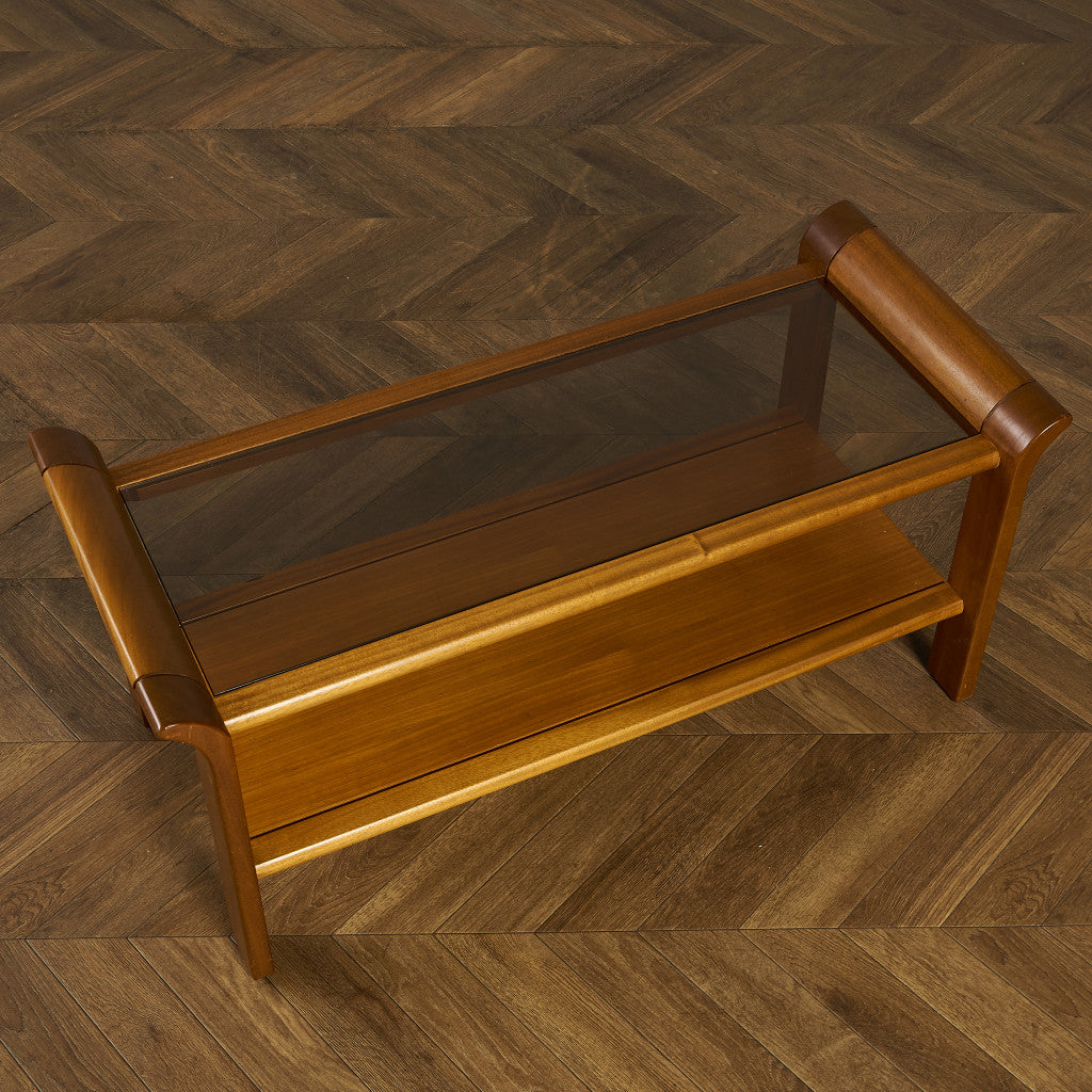 英国 ヴィンテージ スモーク ガラストップ コーヒーテーブル センターテーブル