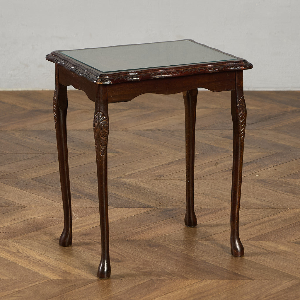 英国 クラシック ガラストップ ネストテーブル