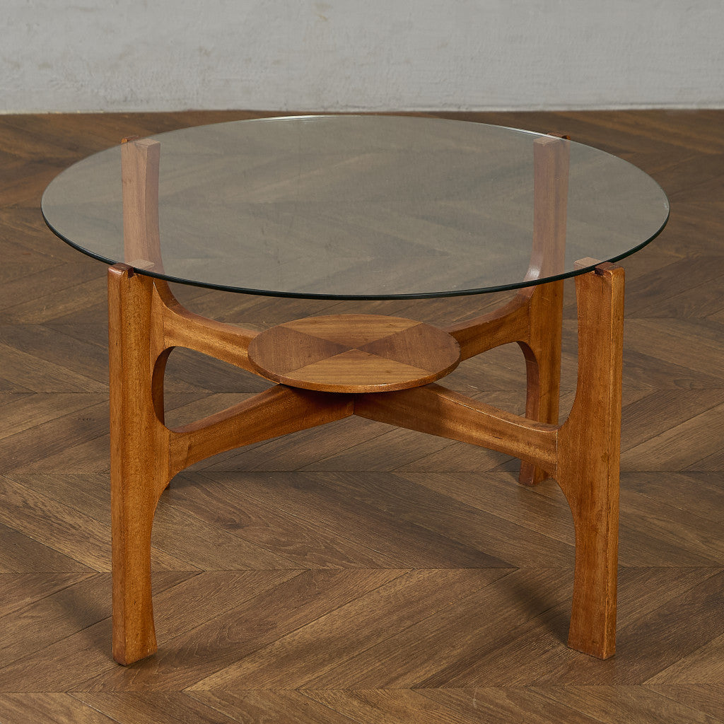 英国 ヴィンテージ ガラストップ コーヒーテーブル #96694 – camori