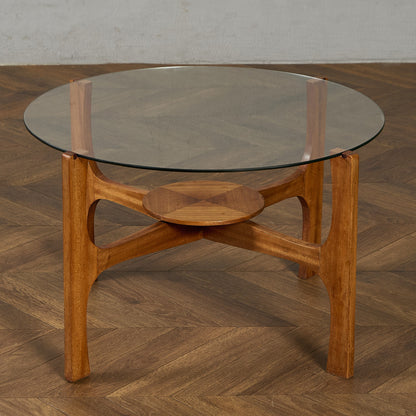 英国 ヴィンテージ ガラストップ コーヒーテーブル