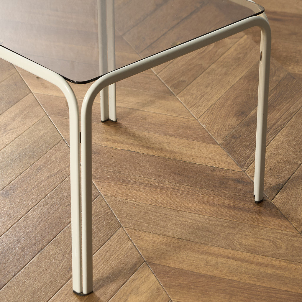 イギリス ヴィンテージ スモークガラストップ ネストテーブル #97789