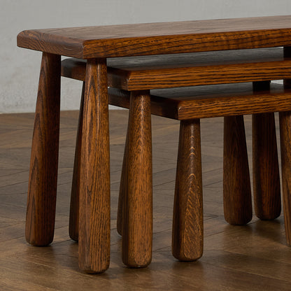 オランダ製 オーク無垢材 ネストテーブル