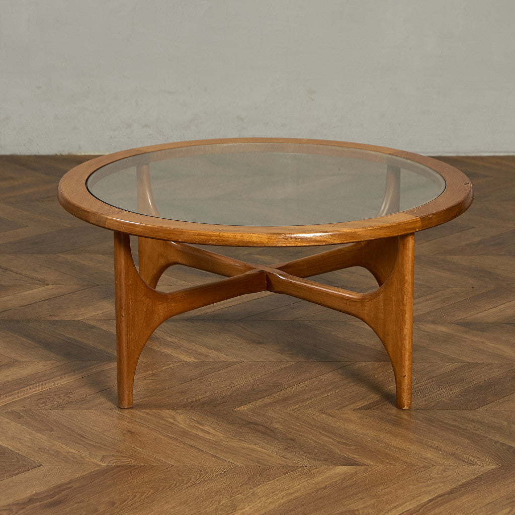 ガラストップ ラウンドコーヒーテーブル