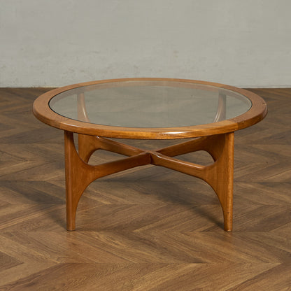 ガラストップ ラウンドコーヒーテーブル