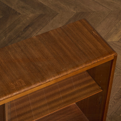 英国 ヴィンテージ ナロー ガラス ブックケース 食器棚